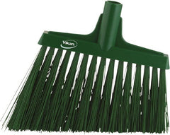 Vikan - 9-1/2" Wide, Green Synthetic Bristles, Angled Broom - Exact Tooling