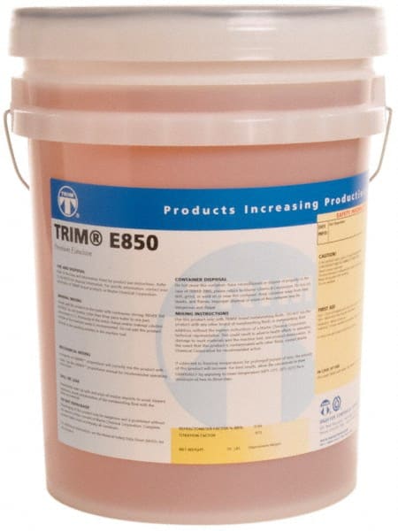 Master Fluid Solutions - Trim E850, 5 Gal Pail Cutting & Grinding Fluid - Water Soluble, For Cutting, Grinding - Exact Tooling