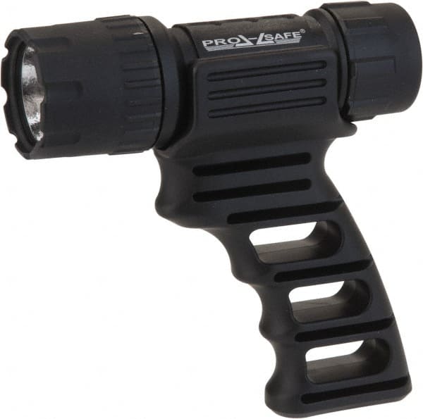 PRO-SAFE - White LED Bulb, 120 Lumens, Industrial/Tactical Flashlight - Black Plastic Body, 3 AAA Alkaline Batteries Not Included - Exact Tooling