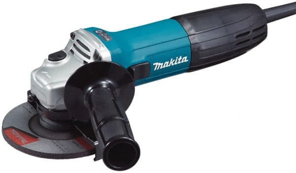 Makita - 4-1/2" Wheel Diam, 11,000 RPM, Corded Angle & Disc Grinder - 5/8-11 Spindle, 120 Volts, 6 Amps - Exact Tooling