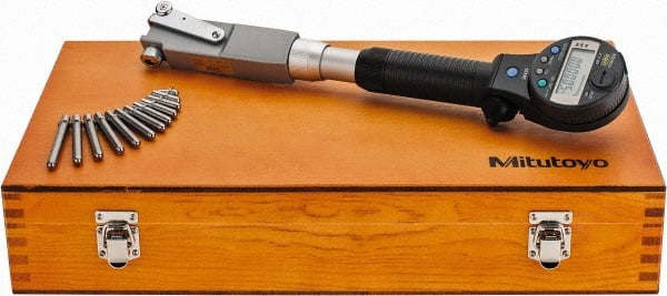 Mitutoyo - 4", 6" Deep, Electronic Bore Gage - Up to 0.002 (Narrow Range), 0.003 (Wide Range)mm Accuracy, 0.001mm Resolution, Data Output, Includes Indicator - Exact Tooling