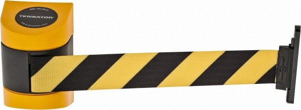 Tensator - 3-1/4" High Wall Mount Tensabarrier - Plastic, Yellow/Black - Exact Tooling