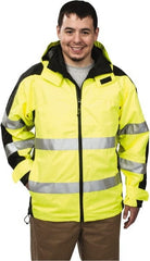 OccuNomix - Size M, Yellow, Rain Jacket - 37-39" Chest, 3 Pockets, Detachable Hood - Exact Tooling