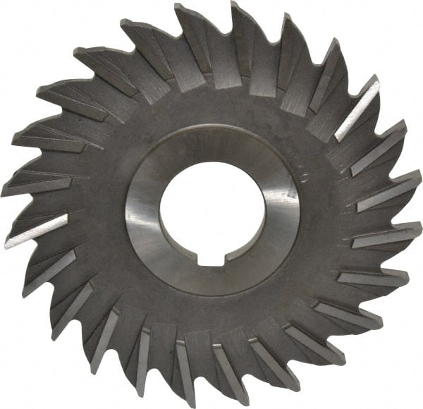 Made in USA - 4" Diam x 1/4" Width of Cut, 24 Teeth, Cobalt Side Milling Cutter - Straight Teeth, Uncoated - Exact Tooling