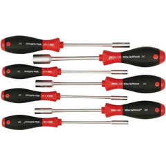 Wiha - 7 Piece, 5 to 13mm Nut Driver Set - Standard Shaft, Cushion Grip Handle - Exact Tooling