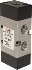 ARO/Ingersoll-Rand - 3/8" Inlet x 3/8" Outlet, Pilot Actuator, Pilot Return, 2 Position, Body Ported Solenoid Air Valve - 1.65 CV, 4 Way, 140 psi, 122° Max Temp, 15° Min Temp - Exact Tooling