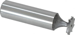 Made in USA - 1/2" Diam x 1/16" Face Width, High Speed Steel, 8 Teeth, Shank Connection Woodruff Keyseat Cutter - Uncoated, 2-1/16" OAL x 1/2" Shank, Staggered Teeth, ANSI 204, Old Standard 1 - Exact Tooling