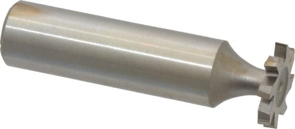 Made in USA - 5/8" Diam x 3/32" Face Width, High Speed Steel, 8 Teeth, Shank Connection Woodruff Keyseat Cutter - Uncoated, 2-3/32" OAL x 1/2" Shank, Staggered Teeth, ANSI 305, Old Standard 4 - Exact Tooling