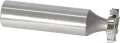 Made in USA - 5/8" Diam x 1/8" Face Width, High Speed Steel, 8 Teeth, Shank Connection Woodruff Keyseat Cutter - Uncoated, 2-1/8" OAL x 1/2" Shank, Staggered Teeth, ANSI 405, Old Standard 5 - Exact Tooling