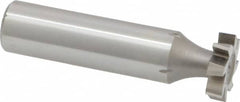 Made in USA - 5/8" Diam x 5/32" Face Width, High Speed Steel, 8 Teeth, Shank Connection Woodruff Keyseat Cutter - Uncoated, 2-5/32" OAL x 1/2" Shank, Staggered Teeth, ANSI 505, Old Standard 6 - Exact Tooling