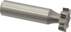 Made in USA - 3/4" Diam x 3/16" Face Width, High Speed Steel, 8 Teeth, Shank Connection Woodruff Keyseat Cutter - Uncoated, 2-3/16" OAL x 1/2" Shank, Staggered Teeth, ANSI 606, Old Standard 9 - Exact Tooling