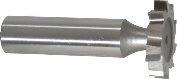 Made in USA - 1" Diam x 3/16" Face Width, High Speed Steel, 10 Teeth, Shank Connection Woodruff Keyseat Cutter - Uncoated, 2-3/16" OAL x 1/2" Shank, Staggered Teeth, ANSI 608, Old Standard 13 - Exact Tooling