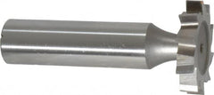 Made in USA - 1" Diam x 3/16" Face Width, High Speed Steel, 10 Teeth, Shank Connection Woodruff Keyseat Cutter - Uncoated, 2-3/16" OAL x 1/2" Shank, Staggered Teeth, ANSI 608, Old Standard 13 - Exact Tooling