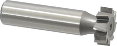 Made in USA - 3/4" Diam x 1/4" Face Width, High Speed Steel, 8 Teeth, Shank Connection Woodruff Keyseat Cutter - Uncoated, 2-1/4" OAL x 1/2" Shank, Staggered Teeth, ANSI 806, Old Standard 91 - Exact Tooling