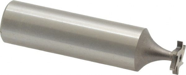 Made in USA - 3/8" Diam x 1/16" Face Width, High Speed Steel, 6 Teeth, Shank Connection Woodruff Keyseat Cutter - Uncoated, 2-1/16" OAL x 1/2" Shank, Staggered Teeth, ANSI 203, Old Standard 211 - Exact Tooling