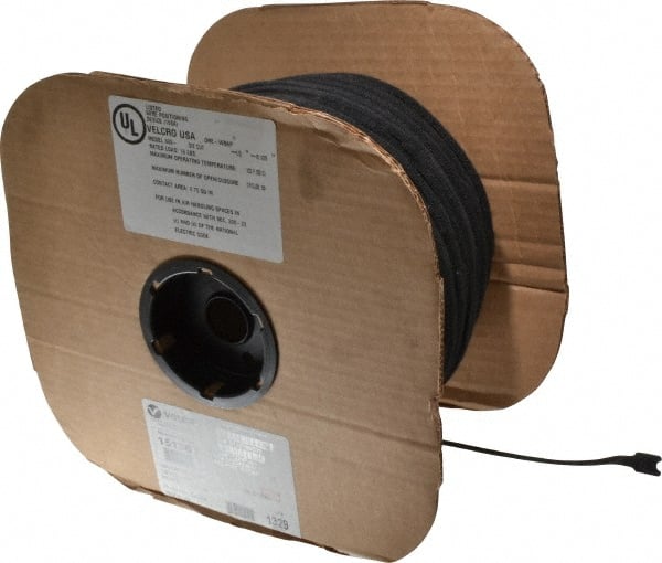 VELCRO Brand - 1329 Piece 1/2" Wide x 8-1/8" Piece Length, Self Fastening Tie/Strap Hook & Loop Strap - Perforated/Pieces Roll, Black - Exact Tooling