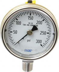 Wika - 2-1/2" Dial, 1/4 Thread, 0-300 Scale Range, Pressure Gauge - Lower Connection Mount, Accurate to 2-1-2% of Scale - Exact Tooling