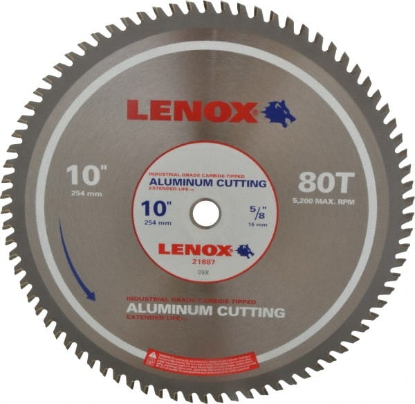 Lenox - 10" Diam, 5/8" Arbor Hole Diam, 80 Tooth Wet & Dry Cut Saw Blade - Titanium Carbide-Tipped, General Purpose Action, Standard Round Arbor - Exact Tooling