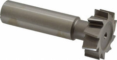 Made in USA - 1" Diam x 5/16" Face Width, High Speed Steel, 10 Teeth, Shank Connection Woodruff Keyseat Cutter - Uncoated, 2-5/16" OAL x 1/2" Shank, Staggered Teeth, ANSI 1008, Old Standard B - Exact Tooling
