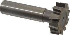 Made in USA - 1-1/8" Diam x 5/16" Face Width, High Speed Steel, 10 Teeth, Shank Connection Woodruff Keyseat Cutter - Uncoated, 2-5/16" OAL x 1/2" Shank, Staggered Teeth, ANSI 1009, Old Standard C - Exact Tooling