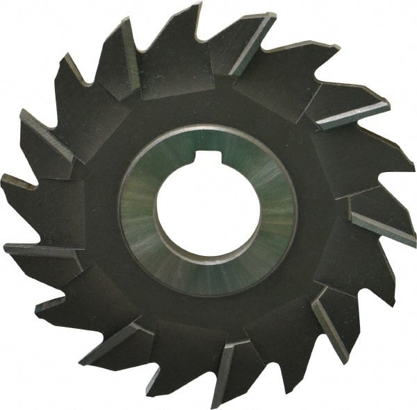 Made in USA - 4" Diam x 1/4" Width of Cut, 18 Teeth, Cobalt Side Milling Cutter - Staggered Teeth, Uncoated - Exact Tooling