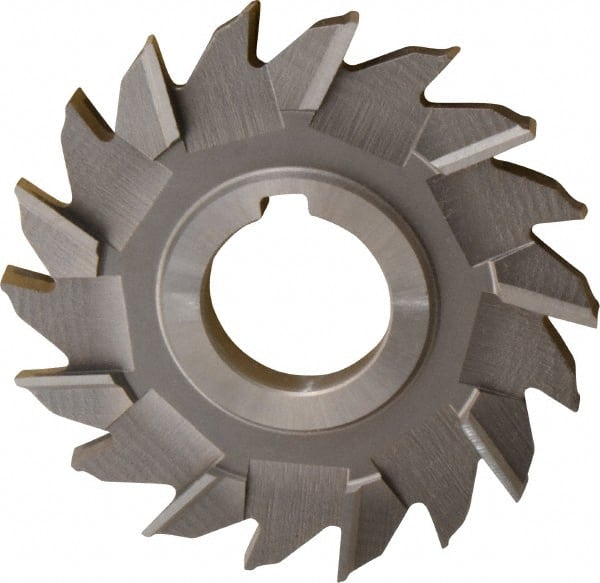 Made in USA - 4" Diam x 3/8" Width of Cut, 18 Teeth, Cobalt Side Milling Cutter - Staggered Teeth, Uncoated - Exact Tooling