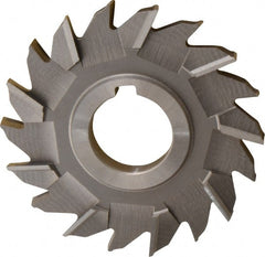 Made in USA - 4" Diam x 3/8" Width of Cut, 18 Teeth, Cobalt Side Milling Cutter - Staggered Teeth, Uncoated - Exact Tooling