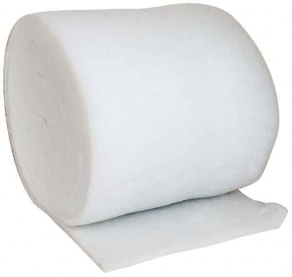 Made in USA - 90' Long x 36" Wide x 1" Thick Polyester Media Air Filter Media Roll - MERV 5, 85% Arrestance Efficiency, 500 FPM Max Air Flow, 0.14" wpg Init Resist, 1" wpg Final Resist, 30% Particle Capture Efficiency, Use with Any Unit - Exact Tooling