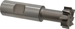 Made in USA - 31/32" Cut Diam, 25/64" Cut Width, 17/32" Neck Diam, 3/4" Shank Diam, 3-7/16" OAL, High Speed Steel T-Slot Cutter - Uncoated, 1/2" Bolt, 2-1/16" Shank Length, Staggered Teeth, 8 Teeth, Weldon Flat - Exact Tooling