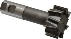 Made in USA - 2-21/32" Cut Diam, 1-11/32" Cut Width, 1-7/32" Neck Diam, 1-1/4" Shank Diam, 5-29/32" OAL, High Speed Steel T-Slot Cutter - Uncoated, 1-1/2" Bolt, 2-7/16" Shank Length, Staggered Teeth, 12 Teeth, Weldon Flat - Exact Tooling