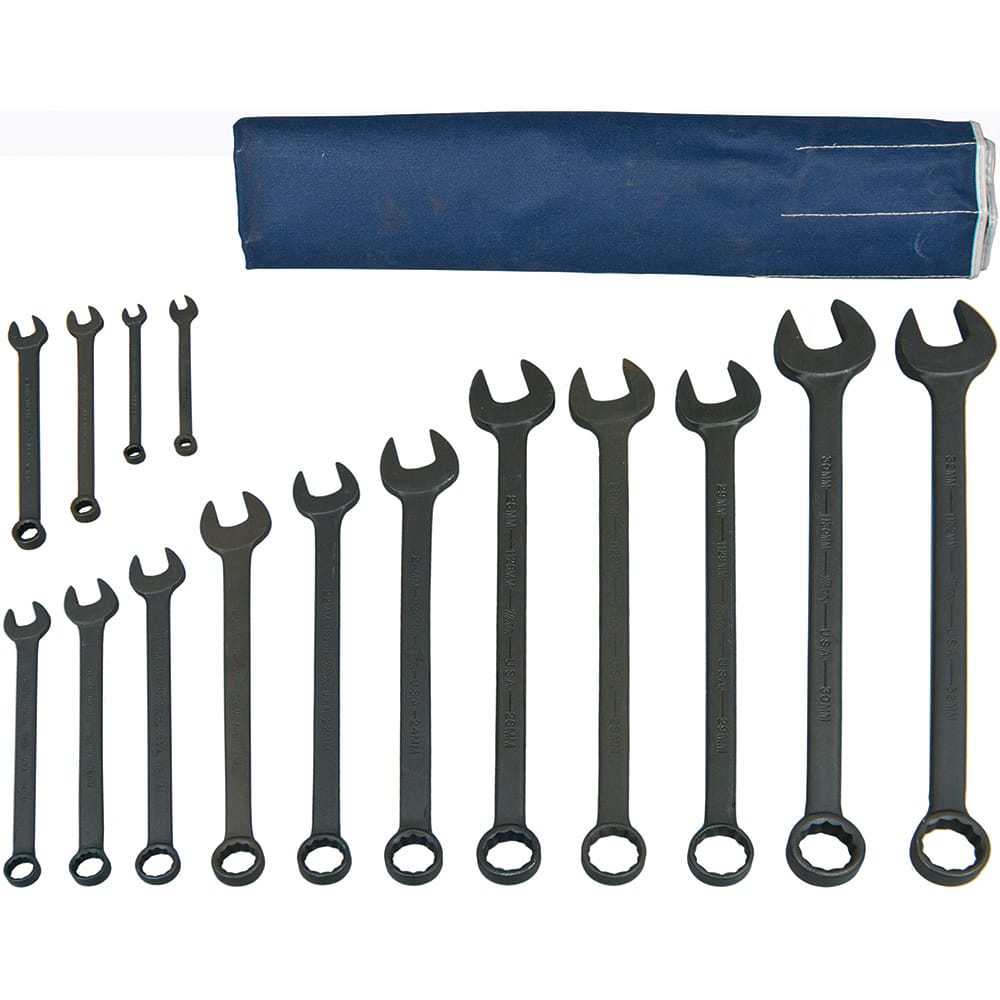 Martin Tools - 15 Pc, 7 - 32mm, 6, 12-Point Metric Combination Wrench Set - Exact Tooling