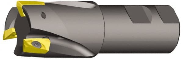 Kennametal - 0.97" Cut Diam, 0.71" Max Depth of Cut, 1" Shank Diam, 4.03" OAL, Indexable Square Shoulder End Mill - EC18.., EP18.. Inserts, Weldon Shank, 0° Lead Angle, Through Coolant - Exact Tooling