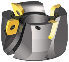 Kennametal - 5 Inserts, 3" Cut Diam, 1" Arbor Diam, 0.49" Max Depth of Cut, Indexable Square-Shoulder Face Mill - 0/90° Lead Angle, 1-3/4" High, LFEW 353...R Insert Compatibility, Series RPF - Exact Tooling