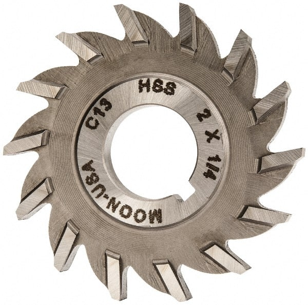 Made in USA - 2" Diam x 1/4" Width of Cut, 14 Teeth, High Speed Steel Side Milling Cutter - Straight Teeth, Uncoated - Exact Tooling