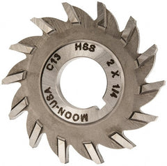 Made in USA - 2" Diam x 1/4" Width of Cut, 14 Teeth, High Speed Steel Side Milling Cutter - Straight Teeth, Uncoated - Exact Tooling