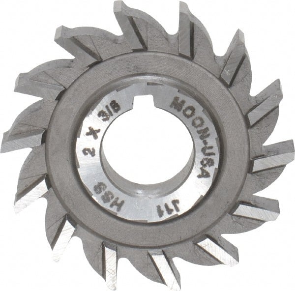 Made in USA - 2" Diam x 3/8" Width of Cut, 14 Teeth, High Speed Steel Side Milling Cutter - Straight Teeth, Uncoated - Exact Tooling
