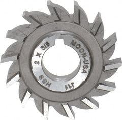 Made in USA - 2" Diam x 3/8" Width of Cut, 14 Teeth, High Speed Steel Side Milling Cutter - Straight Teeth, Uncoated - Exact Tooling