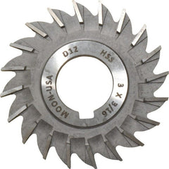 Made in USA - 3" Diam x 3/16" Width of Cut, 20 Teeth, High Speed Steel Side Milling Cutter - Straight Teeth, Uncoated - Exact Tooling