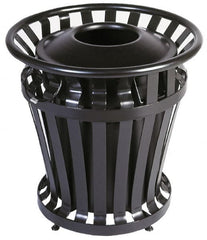Rubbermaid - 20 Gal Black Round Trash Can - Steel, 27-1/2" High - Exact Tooling