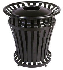 Rubbermaid - Black Round Trash Can - Steel, 32" High - Exact Tooling