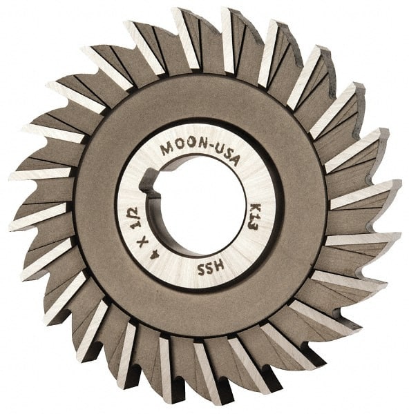 Made in USA - 4" Diam x 1/2" Width of Cut, 24 Teeth, High Speed Steel Side Milling Cutter - Straight Teeth, Uncoated - Exact Tooling