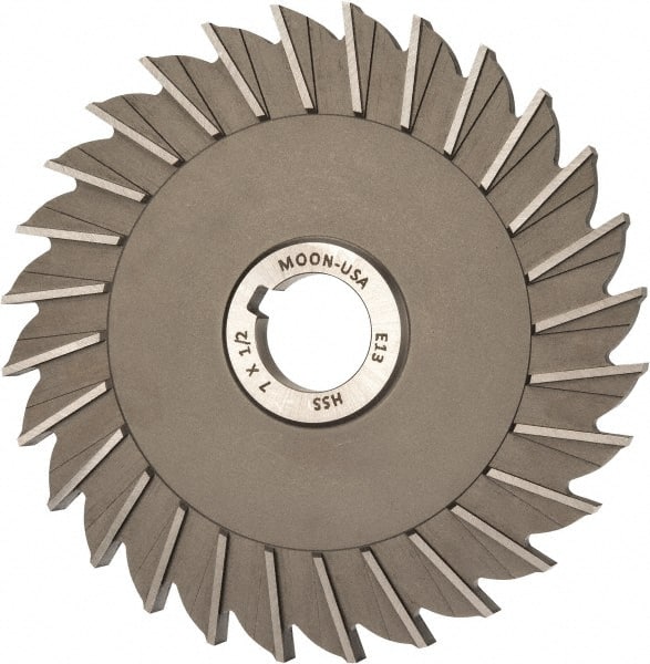Made in USA - 7" Diam x 1/2" Width of Cut, 28 Teeth, High Speed Steel Side Milling Cutter - Straight Teeth, Uncoated - Exact Tooling