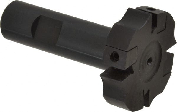 APT - Shank Connection, 0.485" Cutting Width, 9/16" Depth of Cut, 2" Cutter Diam, 4 Tooth Indexable Slotting Cutter - 3/4" Shank Diam, SM24 Toolholder, CTA 4 Insert, Right Hand Cutting Direction - Exact Tooling