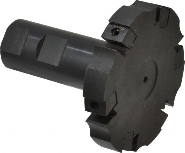 APT - Shank Connection, 3/8" Cutting Width, 15/16" Depth of Cut, 3" Cutter Diam, 6 Tooth Indexable Slotting Cutter - 1" Shank Diam, SM36 Toolholder, CTA 2 Insert, Right Hand Cutting Direction - Exact Tooling