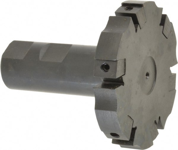 APT - Shank Connection, 0.485" Cutting Width, 15/16" Depth of Cut, 3" Cutter Diam, 6 Tooth Indexable Slotting Cutter - 1" Shank Diam, SM36 Toolholder, CTA 4 Insert, Right Hand Cutting Direction - Exact Tooling