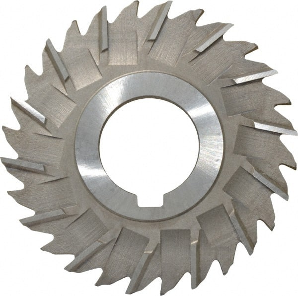 Made in USA - 3" Diam x 5/32" Width of Cut, 28 Teeth, High Speed Steel Side Milling Cutter - Staggered Teeth, Uncoated - Exact Tooling