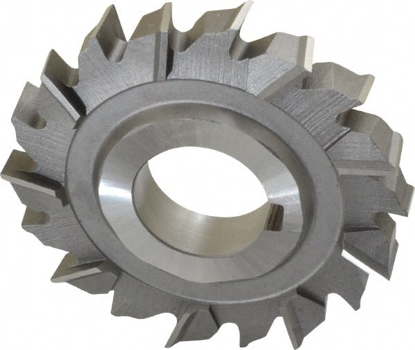 Made in USA - 3" Diam x 1/2" Width of Cut, 18 Teeth, High Speed Steel Side Milling Cutter - Staggered Teeth, Uncoated - Exact Tooling