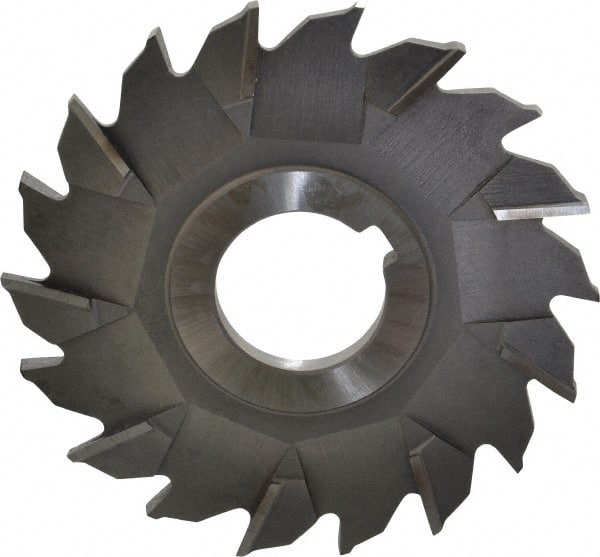 Made in USA - 3-1/2" Diam x 7/32" Width of Cut, 18 Teeth, High Speed Steel Side Milling Cutter - Staggered Teeth, Uncoated - Exact Tooling