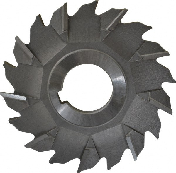 Made in USA - 3-1/2" Diam x 1/4" Width of Cut, 18 Teeth, High Speed Steel Side Milling Cutter - Staggered Teeth, Uncoated - Exact Tooling