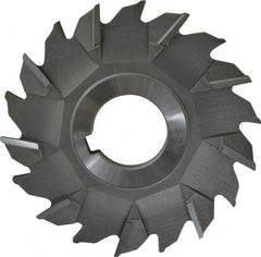 Made in USA - 3-1/2" Diam x 1/4" Width of Cut, 18 Teeth, High Speed Steel Side Milling Cutter - Staggered Teeth, Uncoated - Exact Tooling